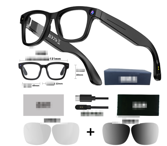 AI smart glasses sunglasses – charging cable and accessories included