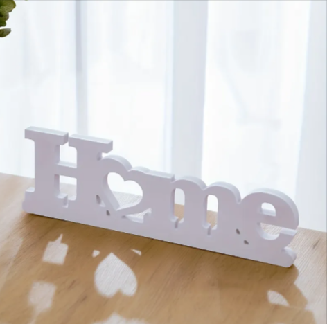 "Wooden HOME letter ornament - modern minimalist decor"