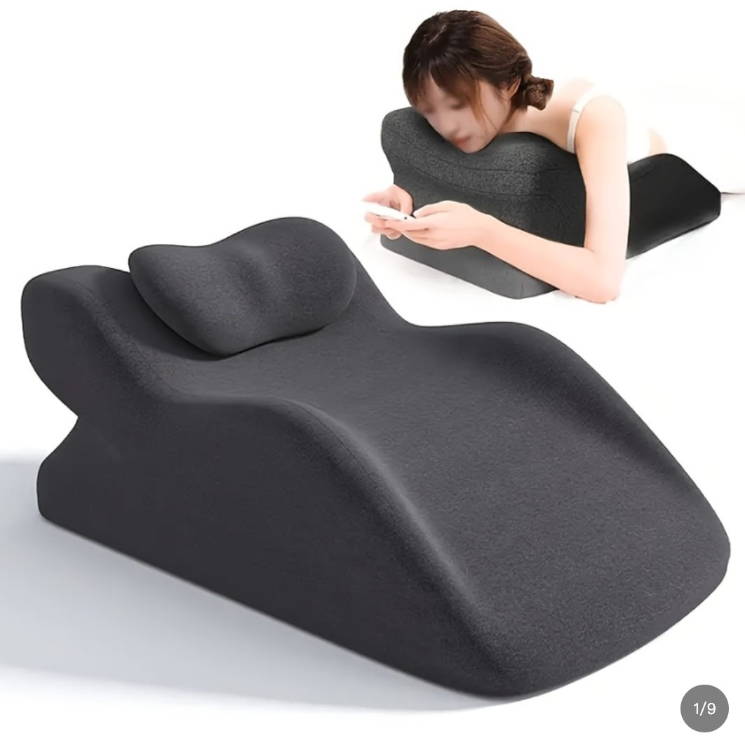 Stomach sleeper pillow – person lying face down reading comfortably