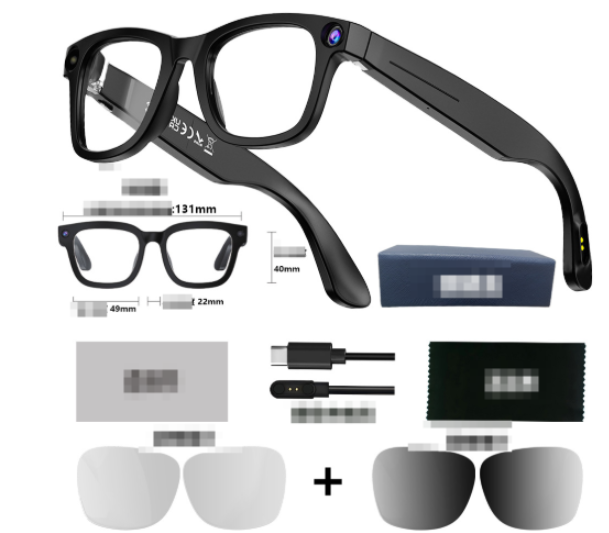 AI smart glasses sunglasses – charging cable and accessories included
