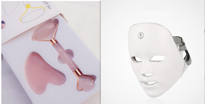 Skin Rejuvenation Facial Beauty Device LED light therapy face tool plus roller