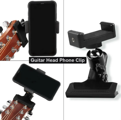 Smartphone guitar clip stand holding phone