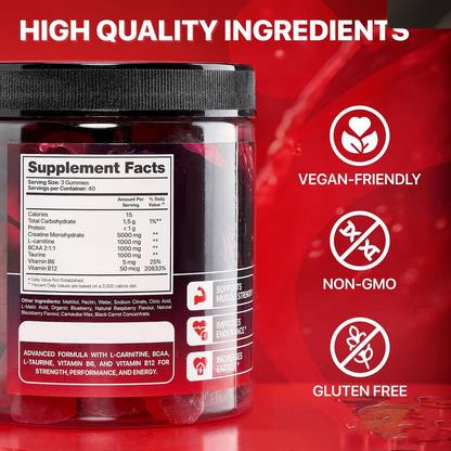 Muscle Boost Gummies supplement facts and ingredients label