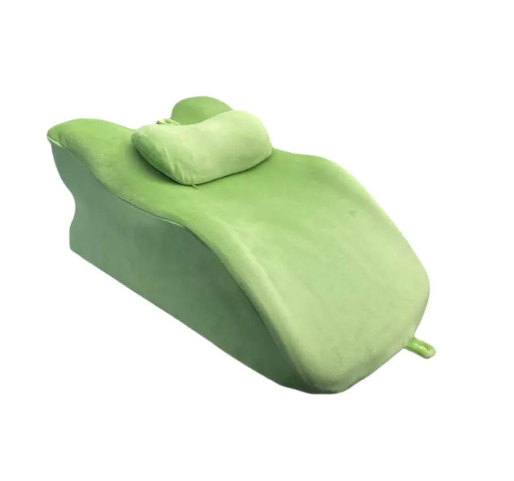Stomach sleeper pillow – front view, green colour
